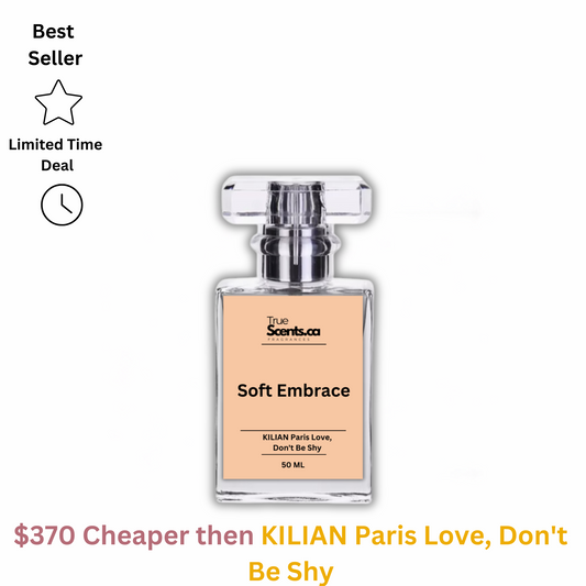 Luxury-inspired Kilian Paris Love Don’t Be Shy dupe perfume with sweet marshmallow, orange blossom, and vanilla notes – affordable niche fragrance in a chic, elegant bottle.